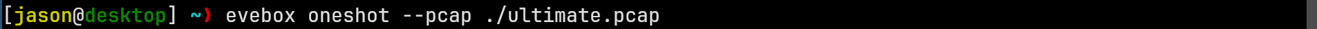 EveBox command to process PCAP files.