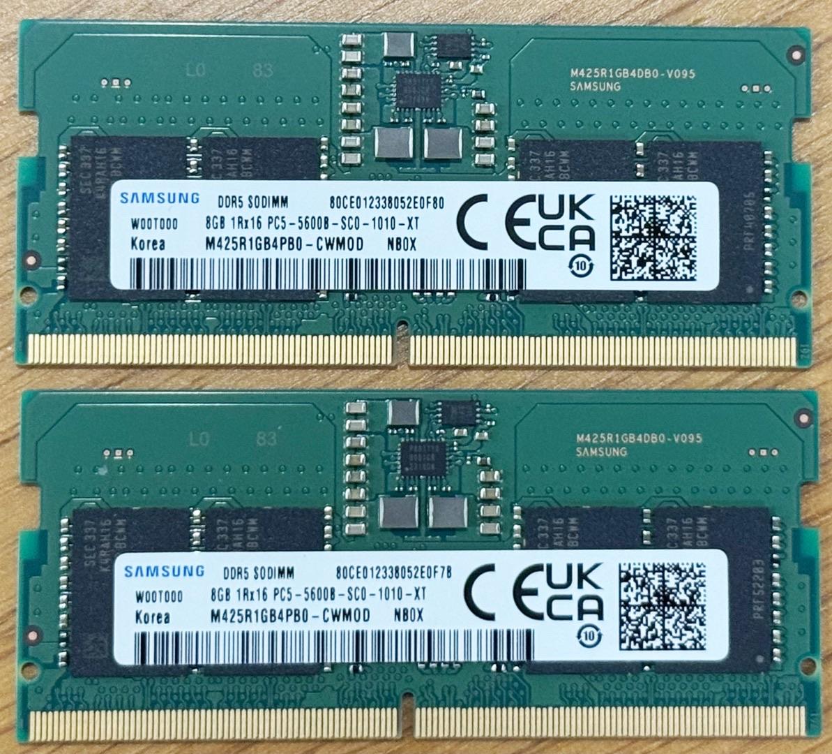 a photo of the actual two DDR5 SODIMMs as described in the toot