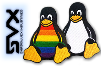 Shadowvex Industries Linux Tux and Linux Pride Tux Velcro Patches