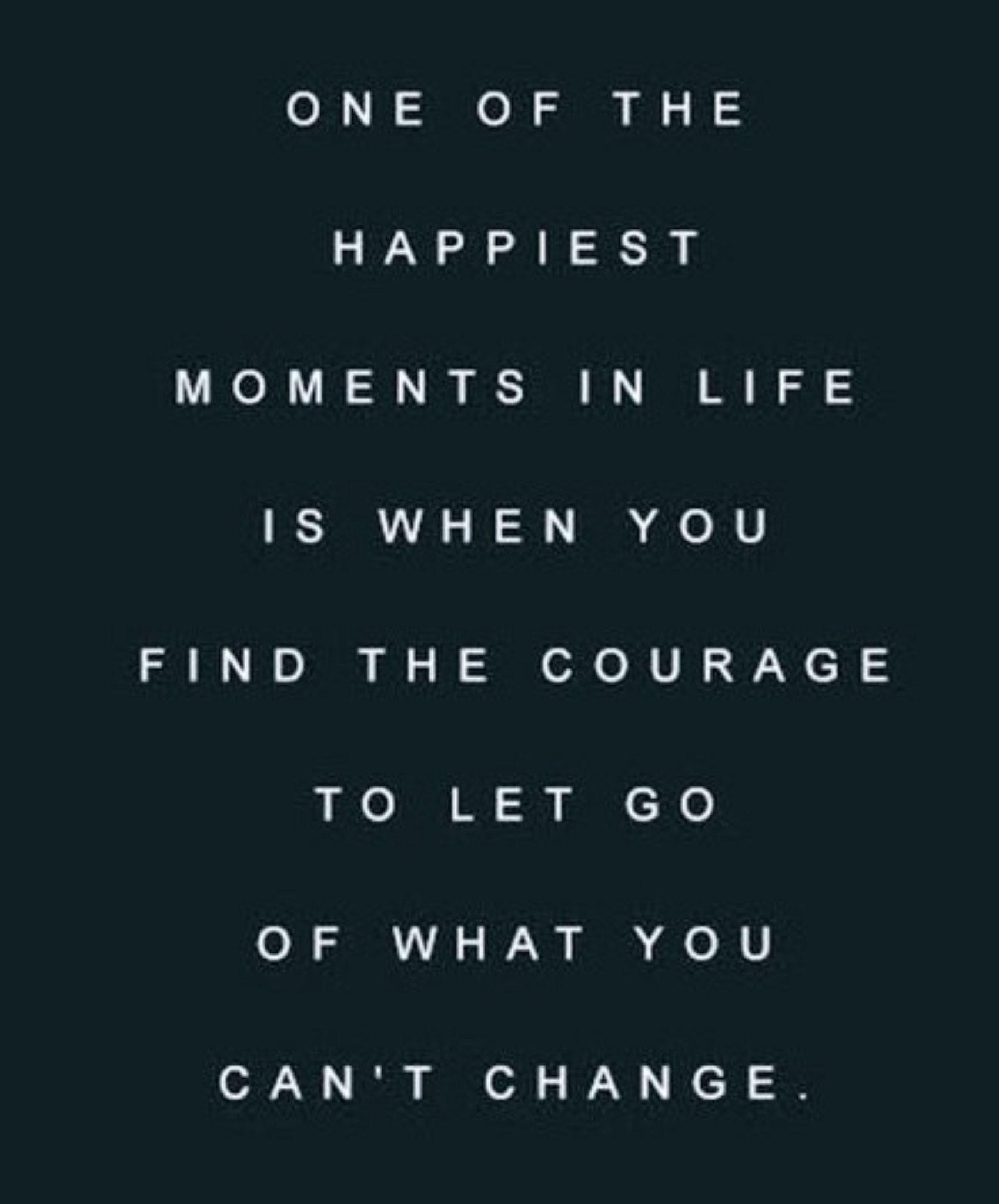 Darker background, light text:
One of the
happiest
moments in life
is when you
find the courage
to let go
of what you
can't change.