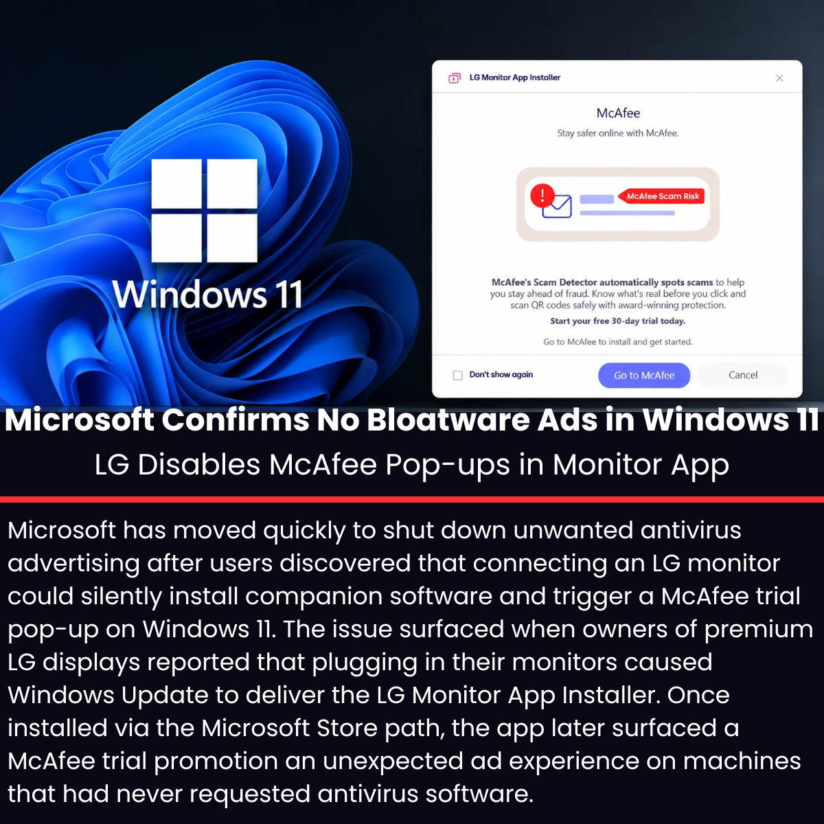 Microsoft Confirms No Bloatware Ads in Windows 11