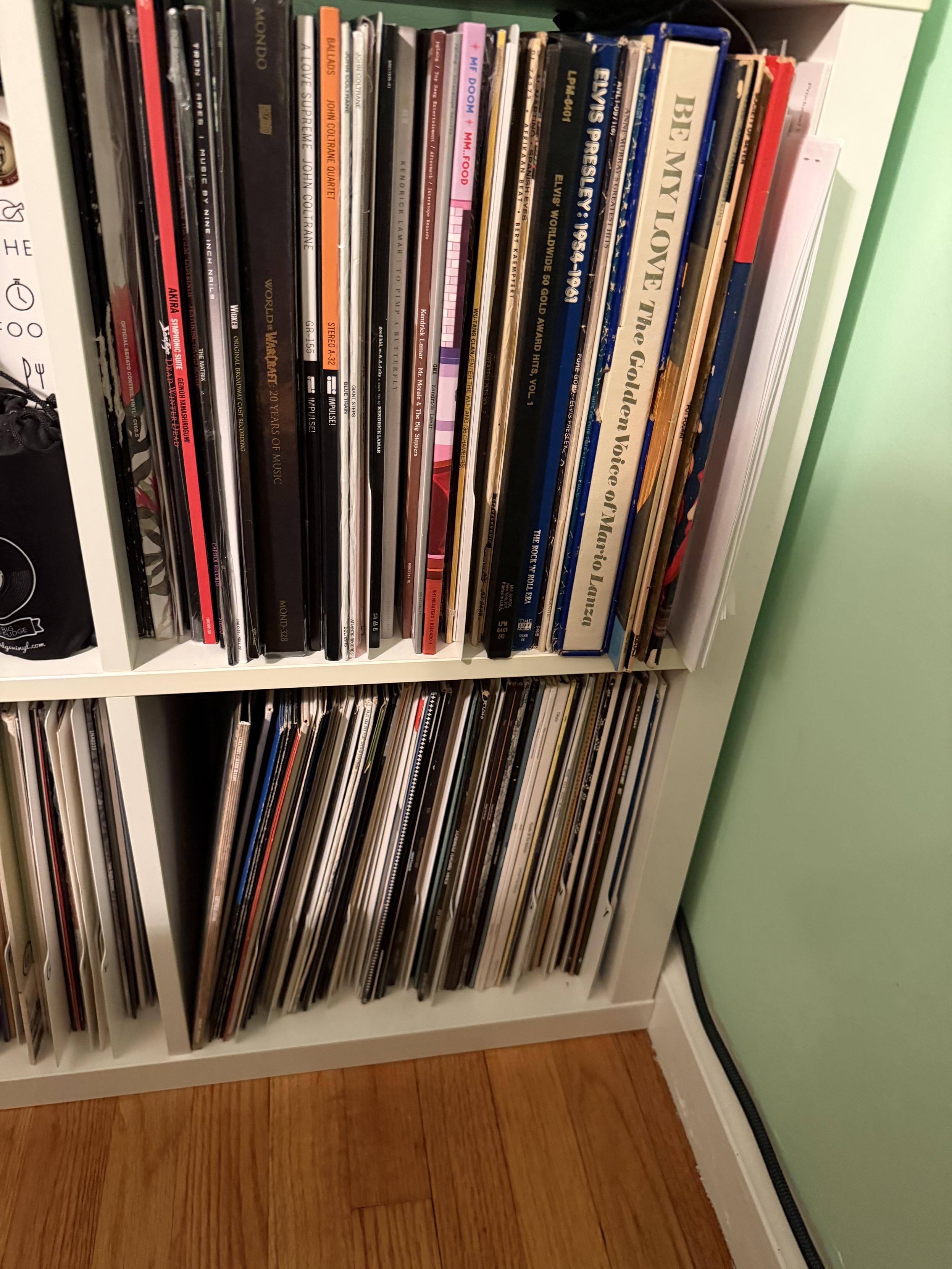 Vinyl records in the standard ikea storage.