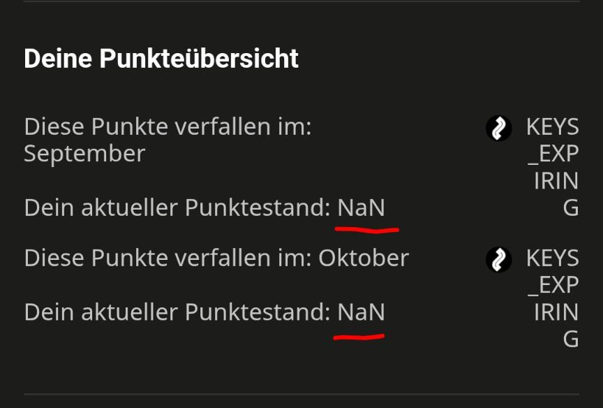 Auszug aus einer E-Mail von IKEA, wo die Anzahl von den bald verfallenden Treuepunkten NaN (not a number) ist.
