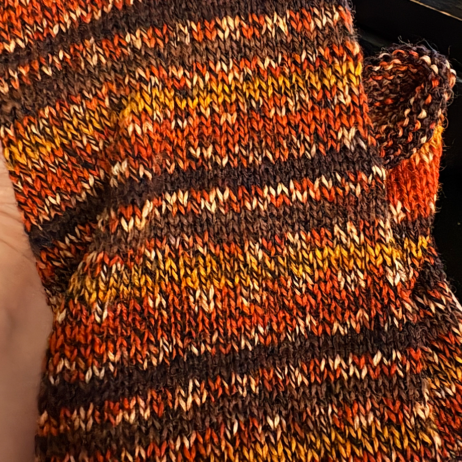 yarn spun into a sock tube