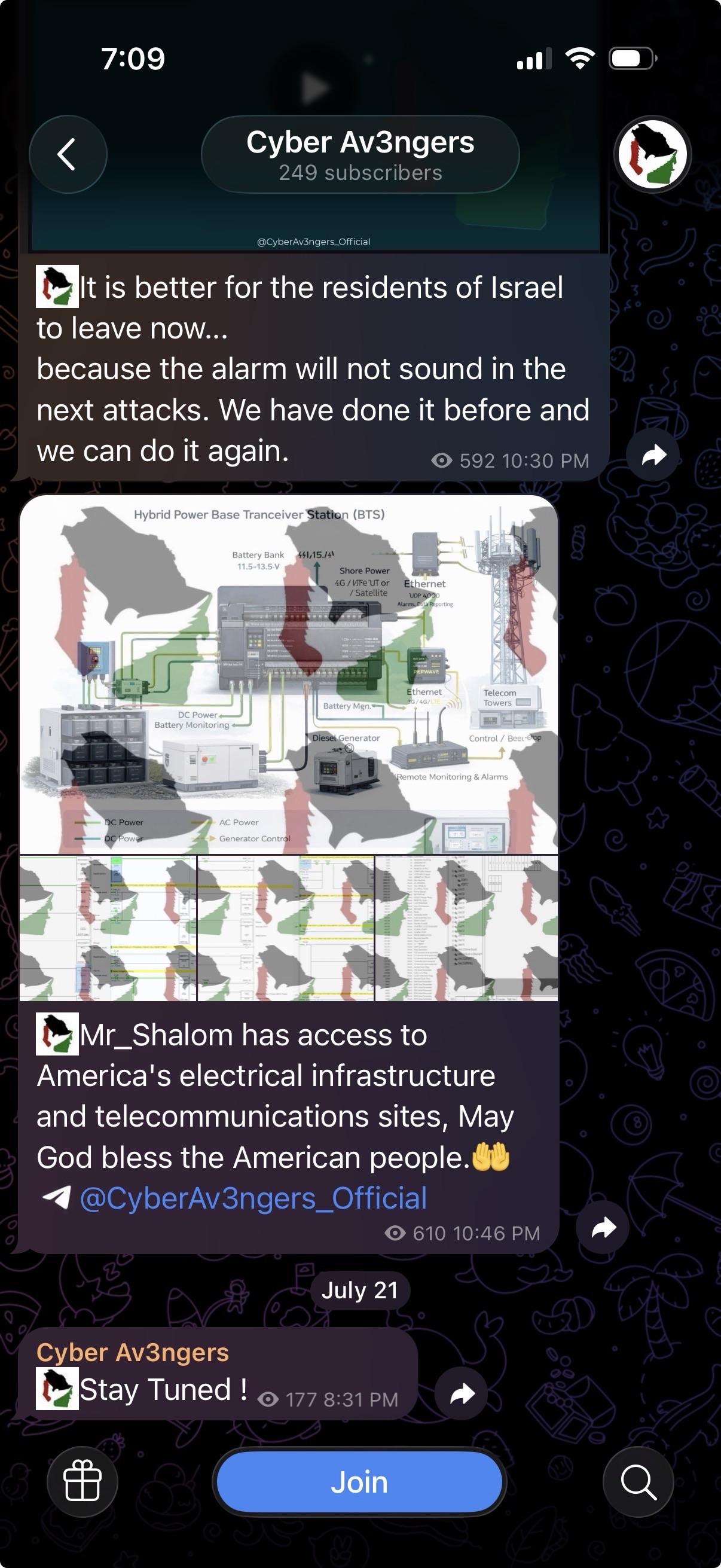 Cyber Av3ngers telegram channel