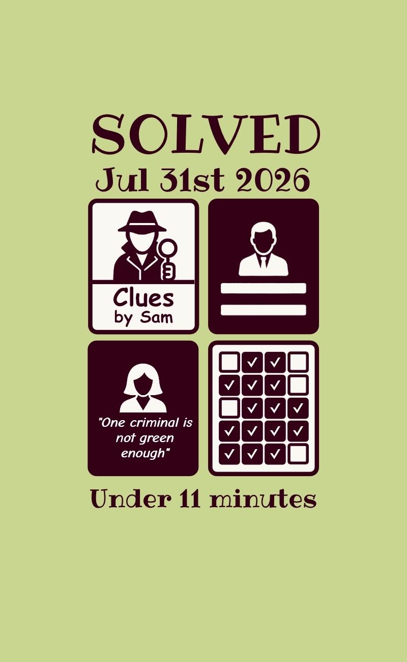 Clues by Sam, solved in under 11 minutes