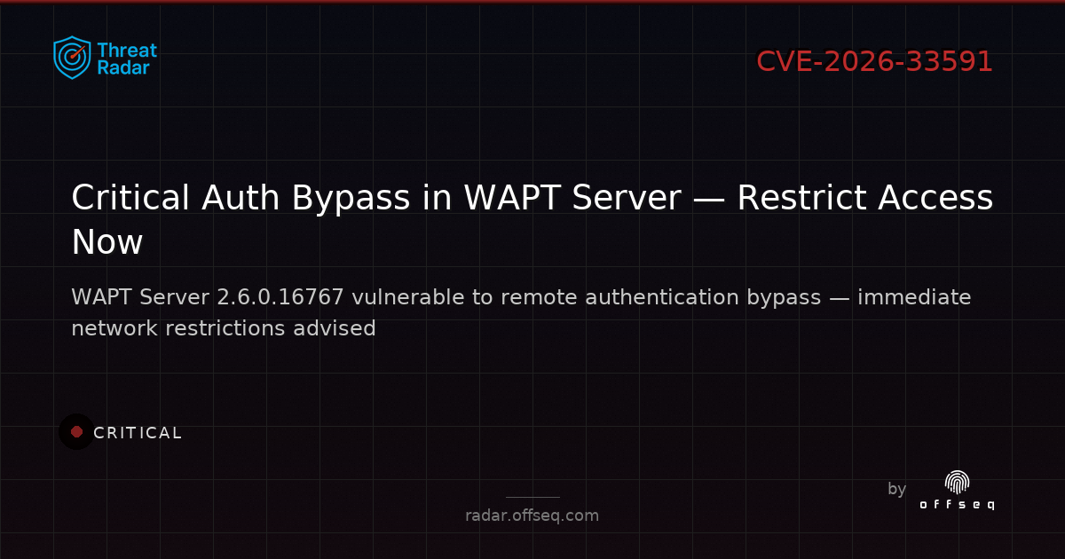 Critical threat: CVE-2026-33591: CWE-288 Authentication bypass using an alternate path or channel in Tranquil IT Syst