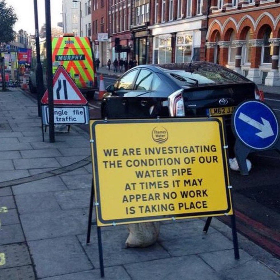 WE ARE INVESTIGATING  
  THE CONDITION OF OUR  
  WATER PIPE 
 AT TIMES IT MAY
  APPEAR NO WORK
  |S TAKING PLACE