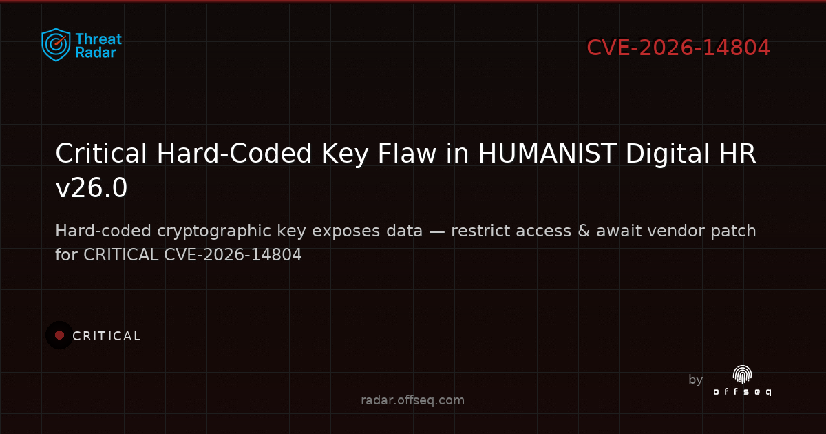Critical threat: CVE-2026-14804: CWE-321 Use of hard-coded cryptographic key in Bilin Software and Informatics Consul