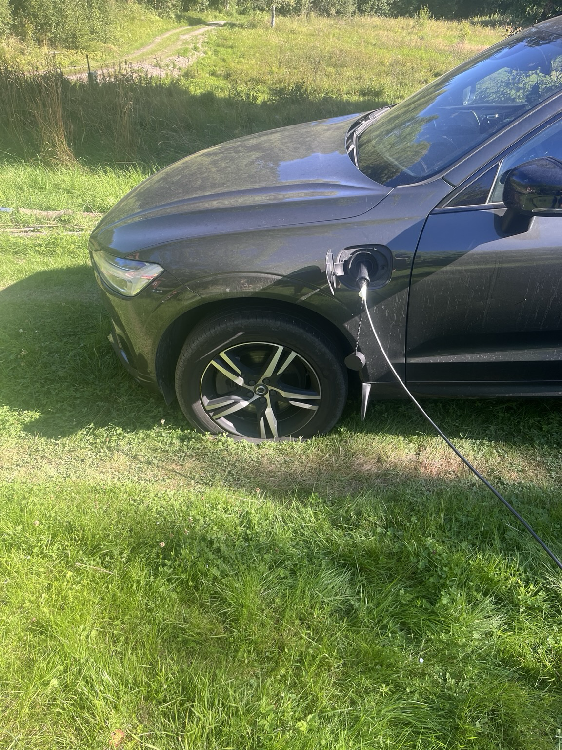 Flat tire on a car