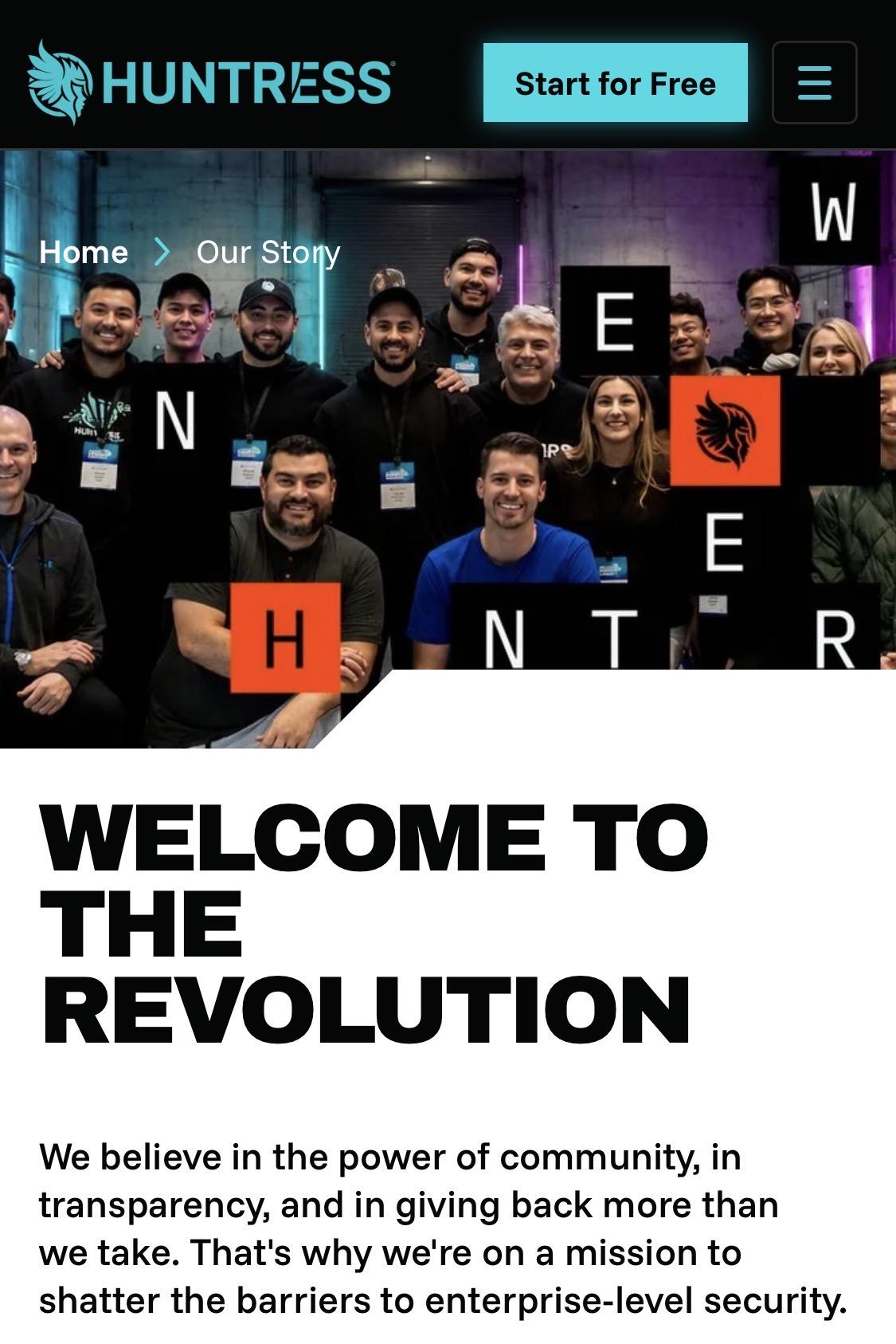 Screenshot of a bunch of Huntress staff. There are a lot of dudes.