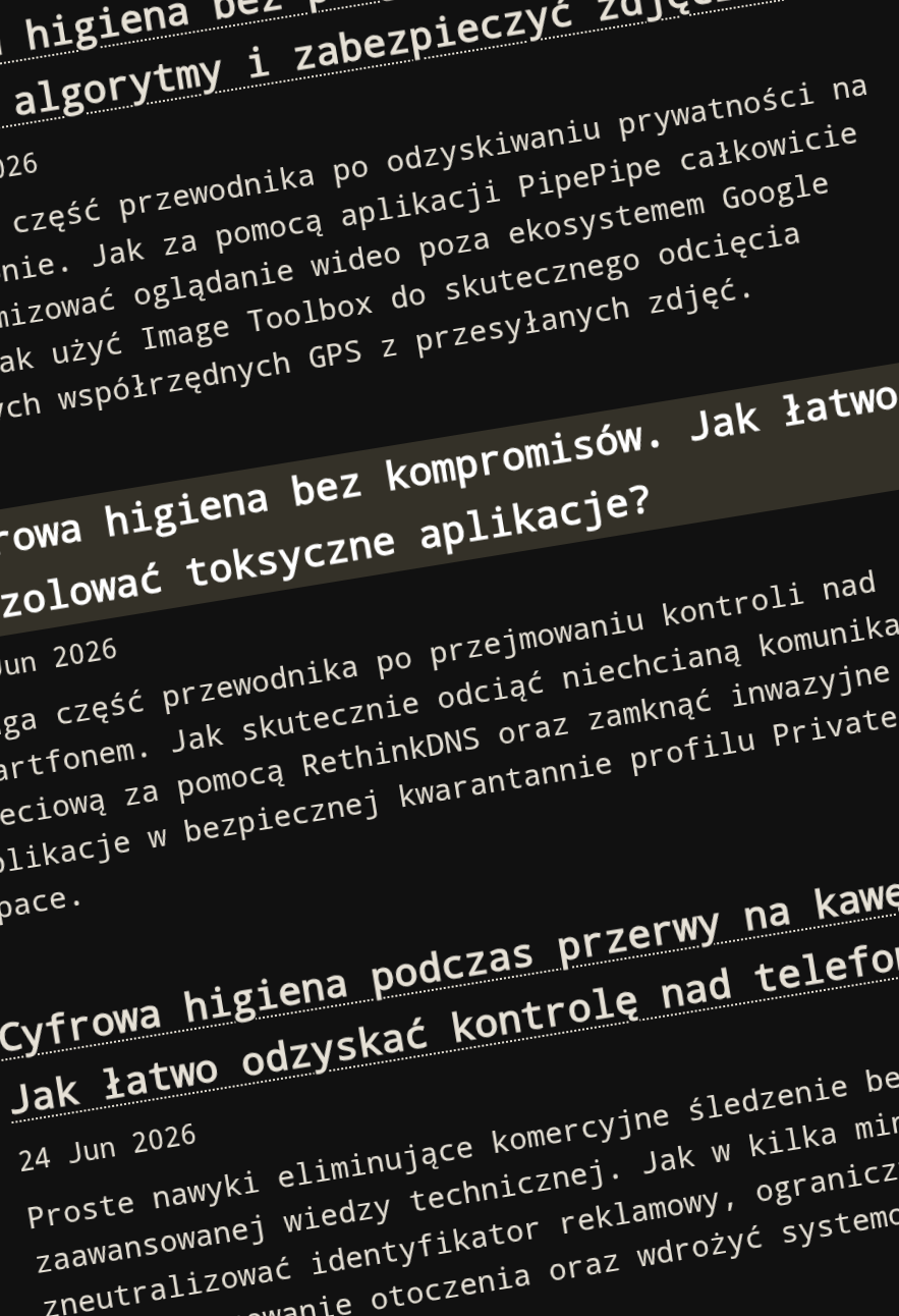 Screen z bloga https://eteryu.space/ na którym widać wpisy o cyfrowej higienie