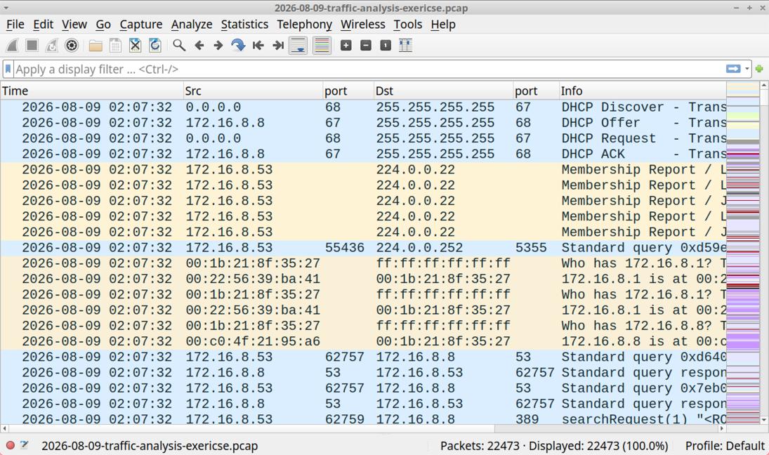 Pcap from the infection opened in Wireshark