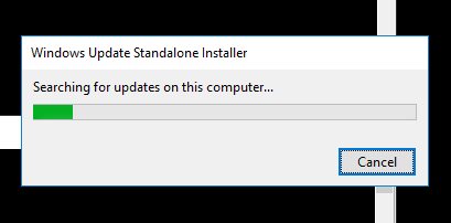 Windows Update Standlone dialog: searching for updates on this computer...