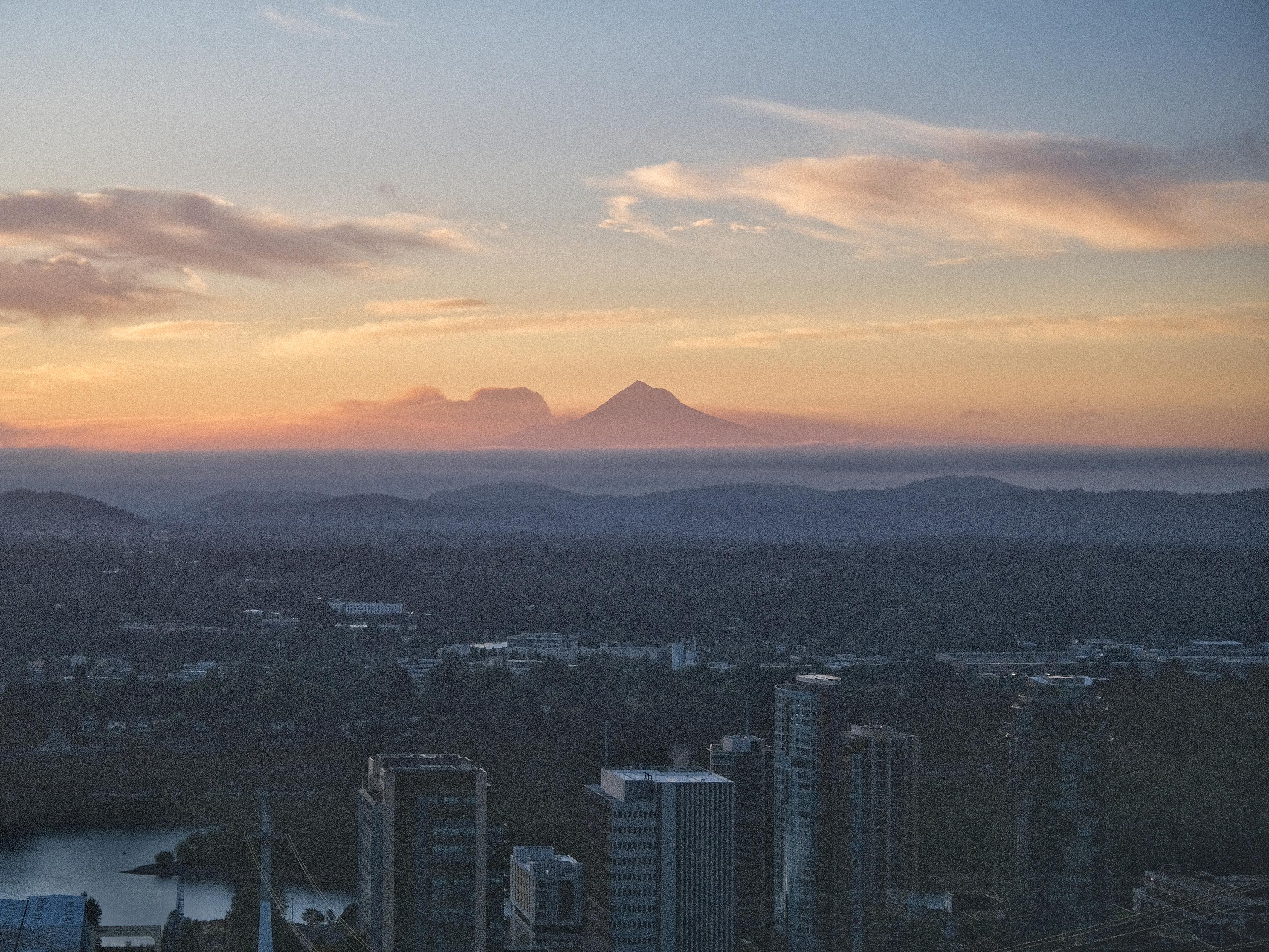 sunrise in pdx featuring mt. hood