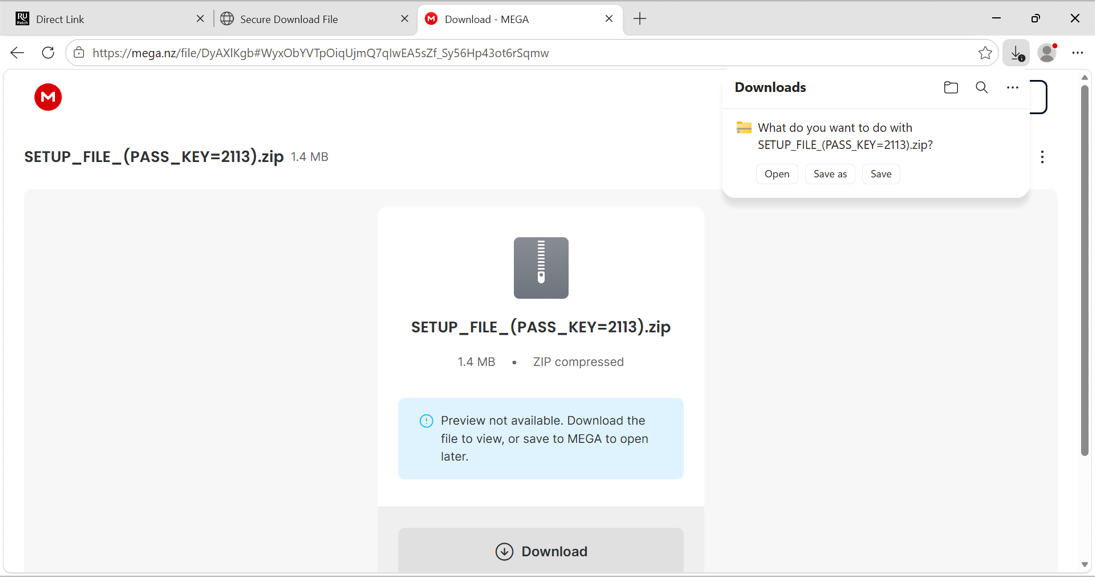 screenshot 3, where the file is finally downloaded