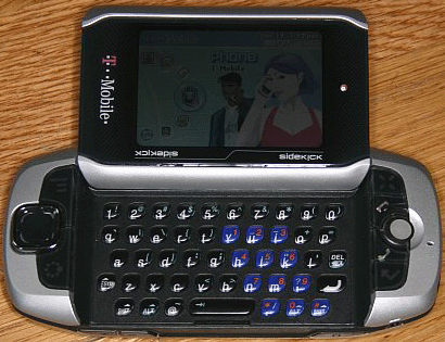 T-Mobile Sidekick phone with full qwerty keyboard and a pop up screen