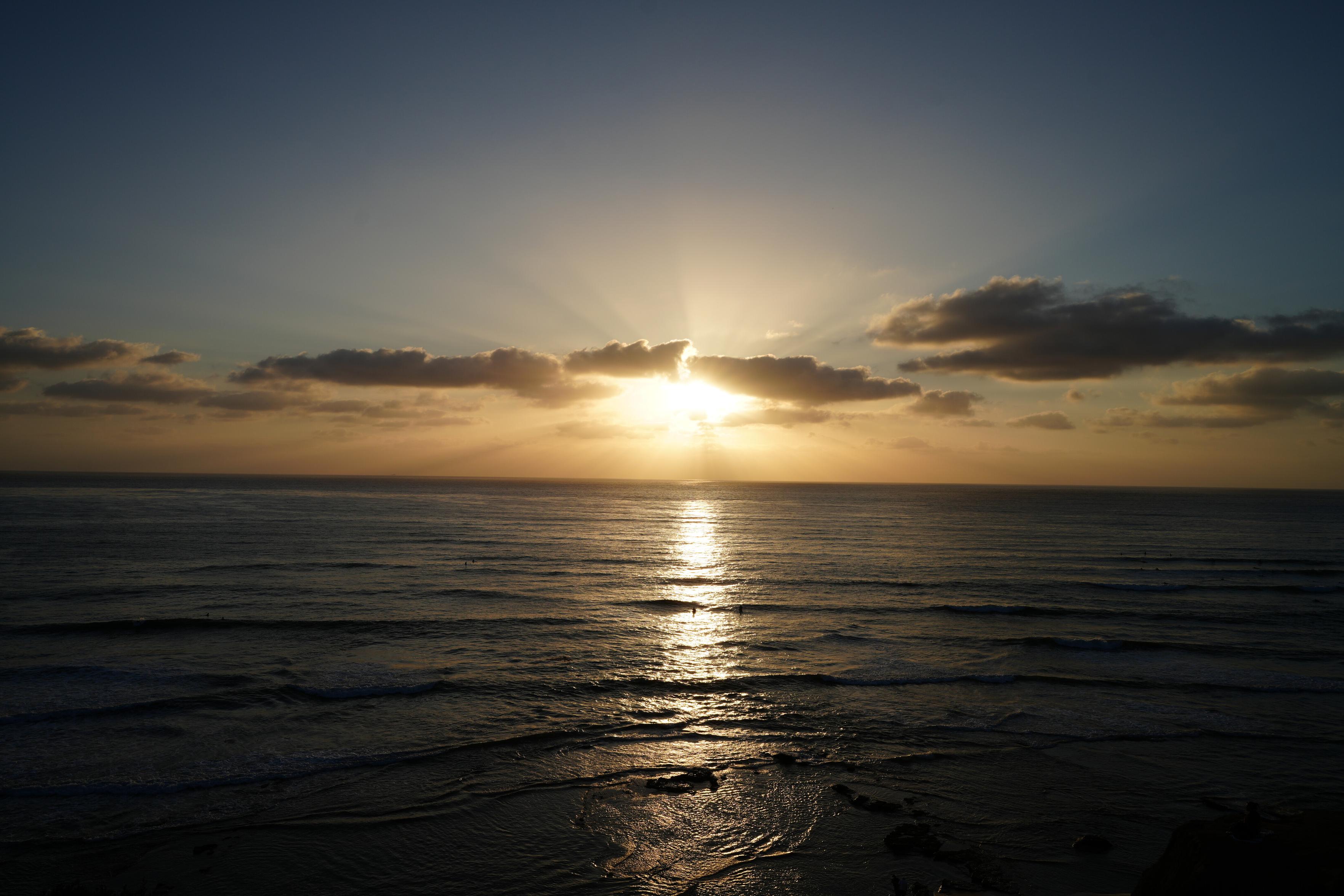 Photo of a sunset over a beach, getting darker. Shot with Tamron 20-40mm f2.8