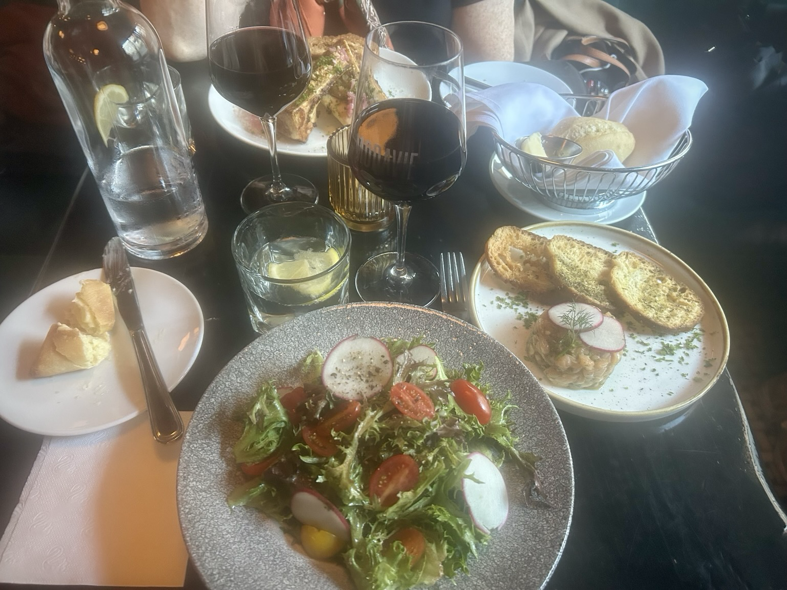 Nice meal at Modavie (restaurant) in the Vieux‑Port neighborhood. They're big on lamb dishes; so are we.
