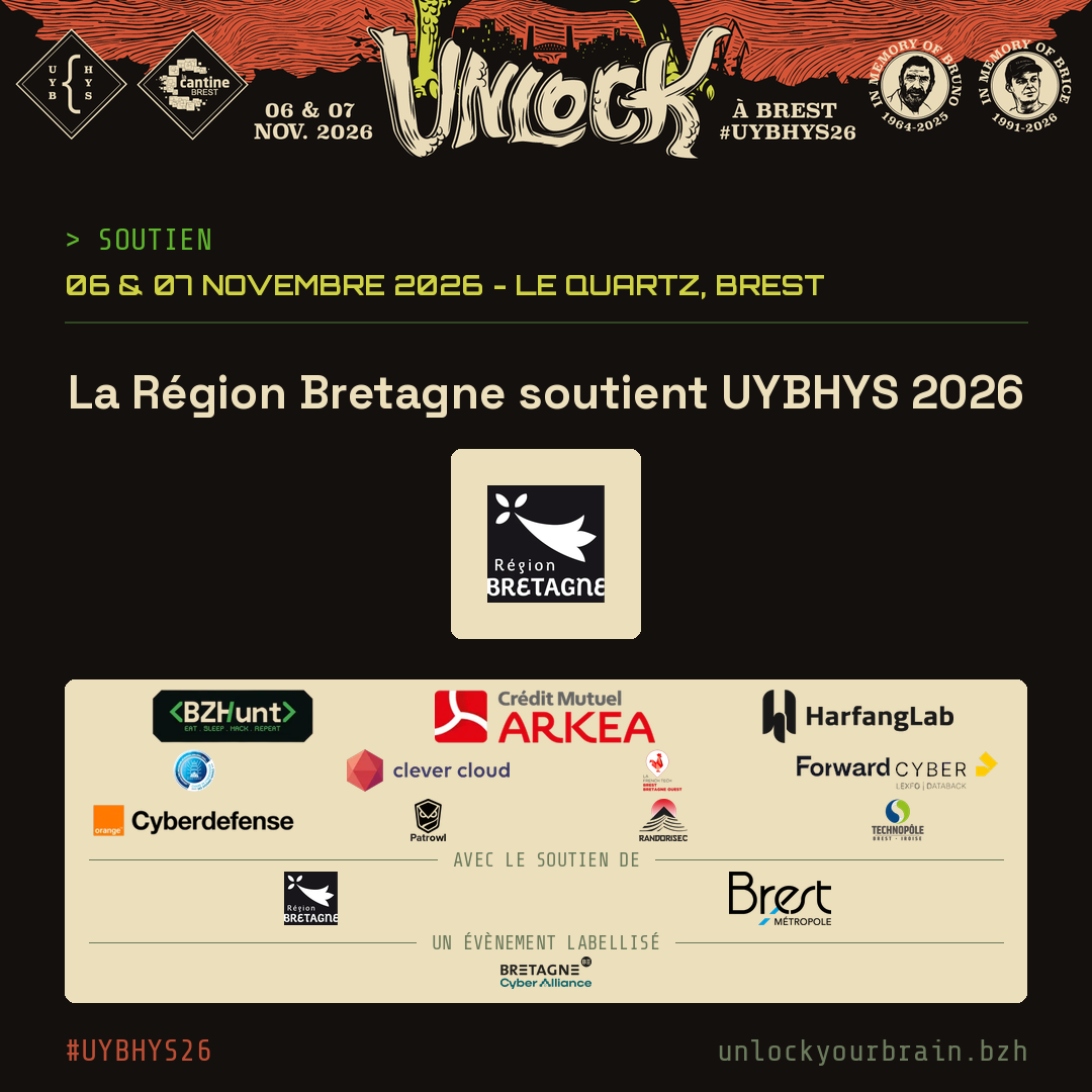 Carte UYBHYS 2026 sur fond noir : La Région Bretagne, soutien de l'édition 2026.