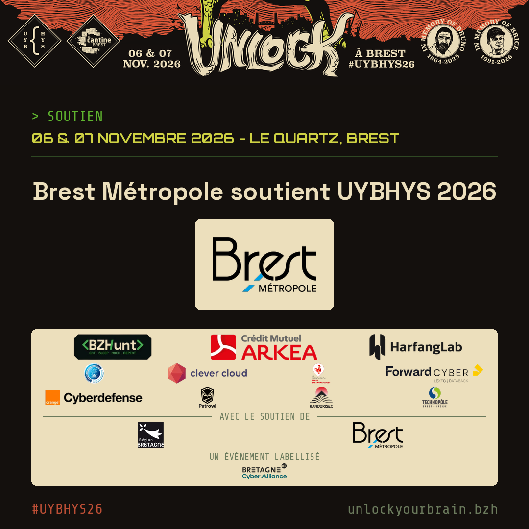 Carte UYBHYS 2026 sur fond noir : Brest Métropole, soutien de l'édition 2026.