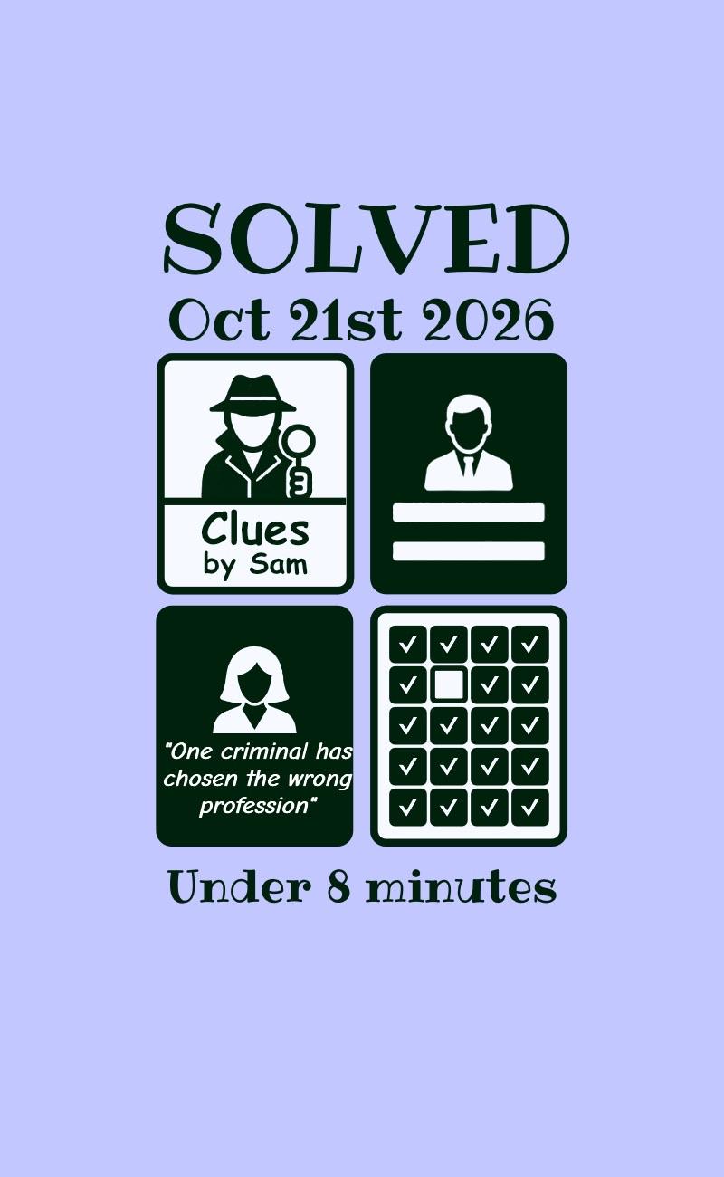 Clues by Sam. Solved in under 8 minutes with 1 mistake