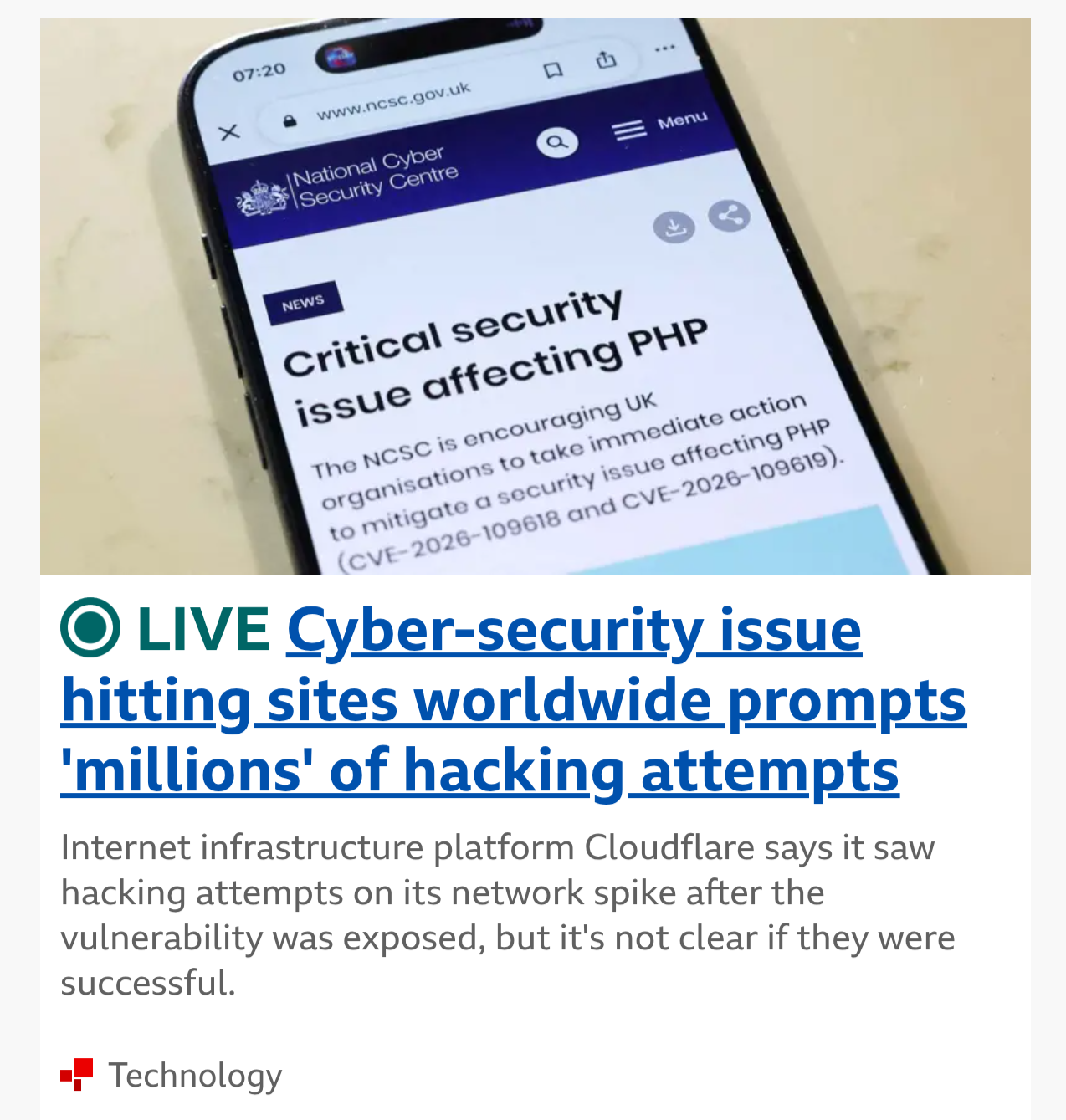 Cyber-security issue hitting sites worldwide prompts 'millions' of hacking attempts