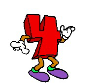 Animated GIF of an anthropomorphic ‘4’ dancing.