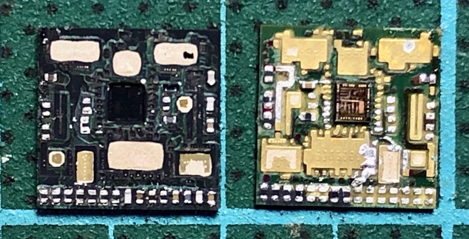 Image shows the package with substrate separated, two halves side by side.
