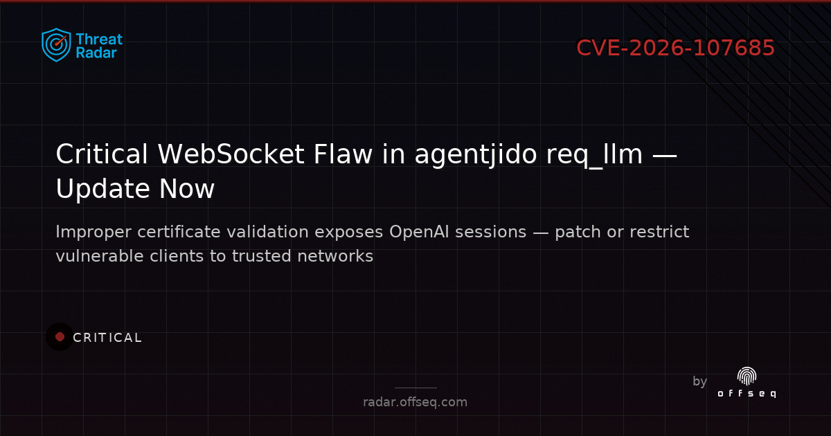 Critical threat: Improper Certificate Validation vulnerability in the WebSocket streaming client in agentjido req_llm