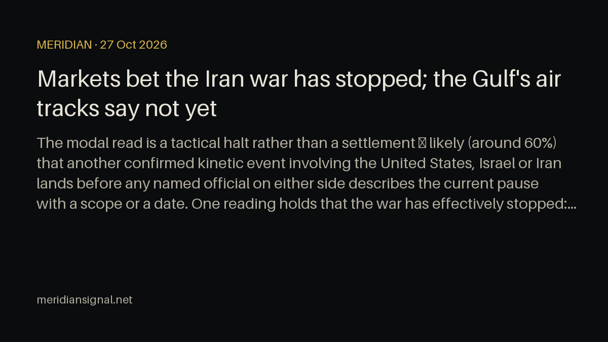 Markets bet the Iran war has stopped; the Gulf's air tracks say not yet