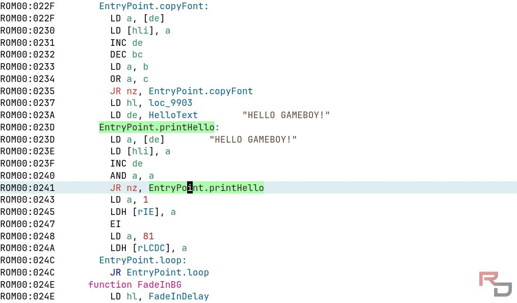 GameBoy disassembler listing
