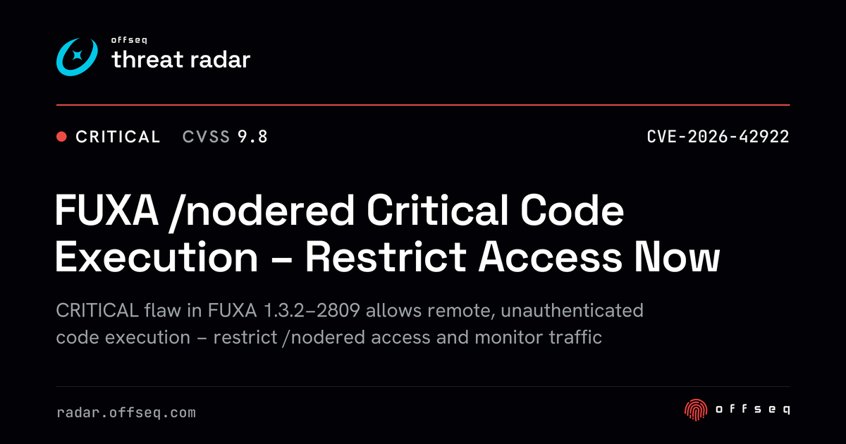 Critical threat: A authorization bypass vulnerability exists in the /nodered functionality of FUXA (version(s):… (CVE